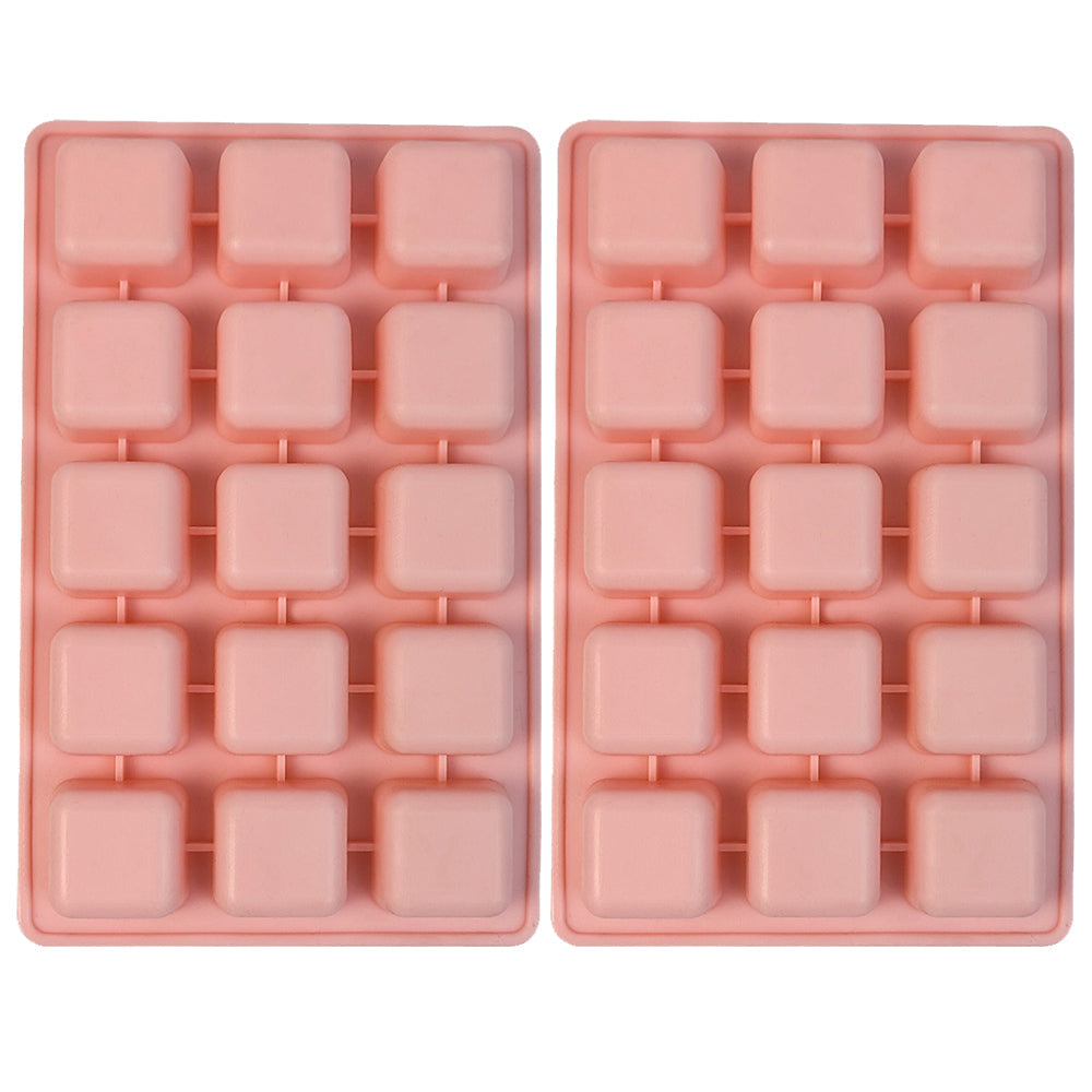 2 Pcs 15-Cavities Square Silicone Mold for Scented Wax Melts, Chocolate Truffles, Candy, Jelly, Ice Cube Tray