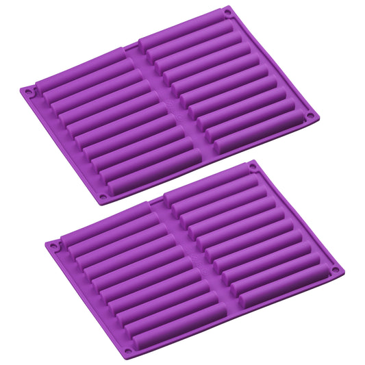 2 Pcs Length Strips Biscuit Silicone Mold for Scented Wax Melts, Chocolate Truffles, Candy, Jelly, Ice Cube Tray Purple