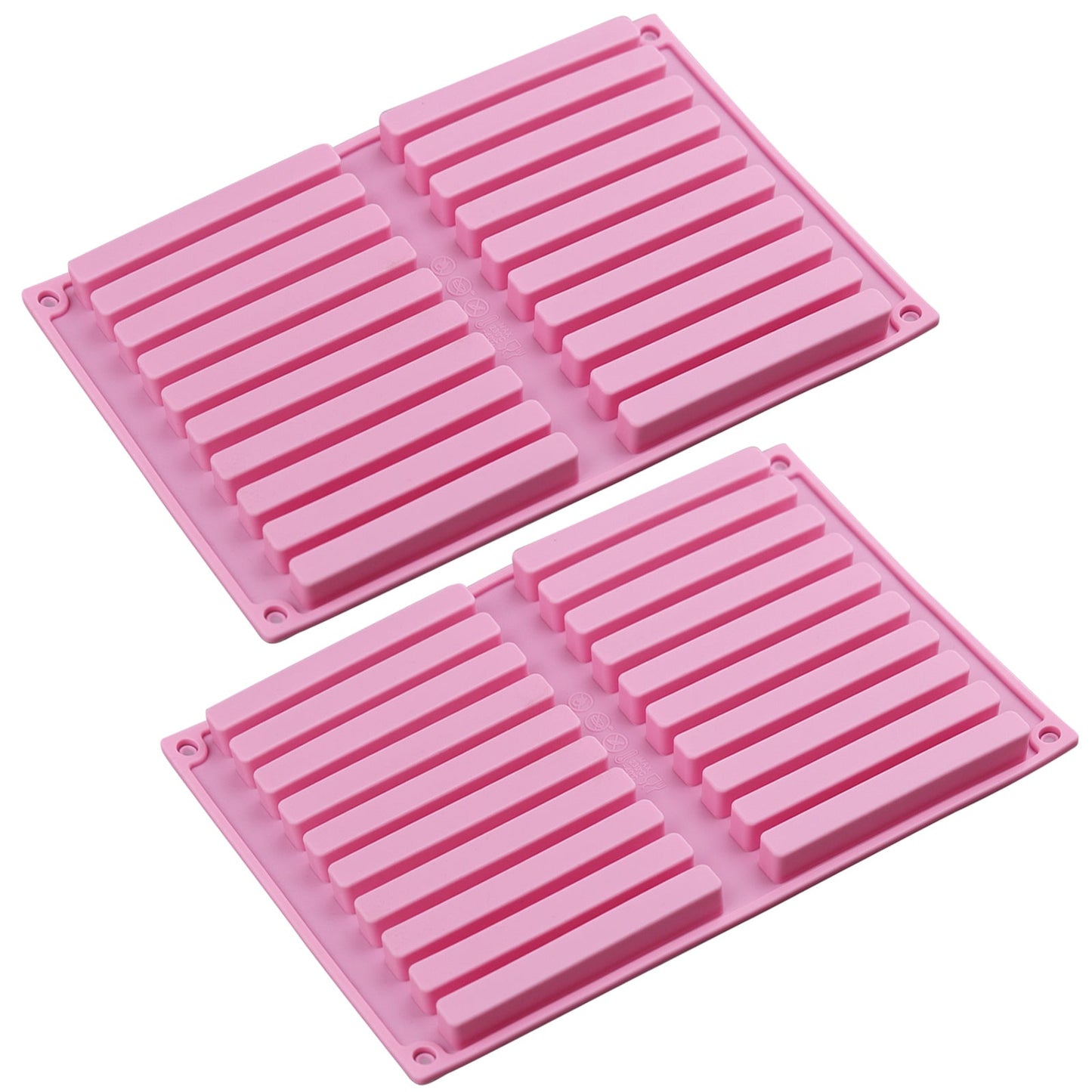 2 Pcs Length Strips Biscuit Silicone Mold for Scented Wax Melts, Chocolate Truffles, Candy, Jelly, Ice Cube Tray Pink