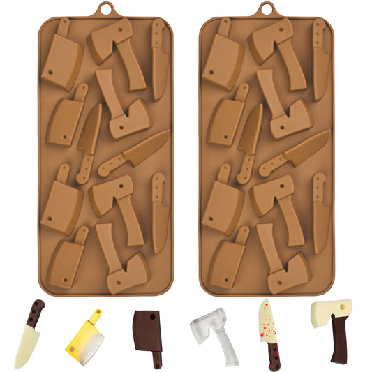 2 Pcs Knives Axe Cutting Tools Shape Silicone Mold for Scented Wax Melts, Chocolate Truffles, Candy, Jelly, Ice Cube Tray