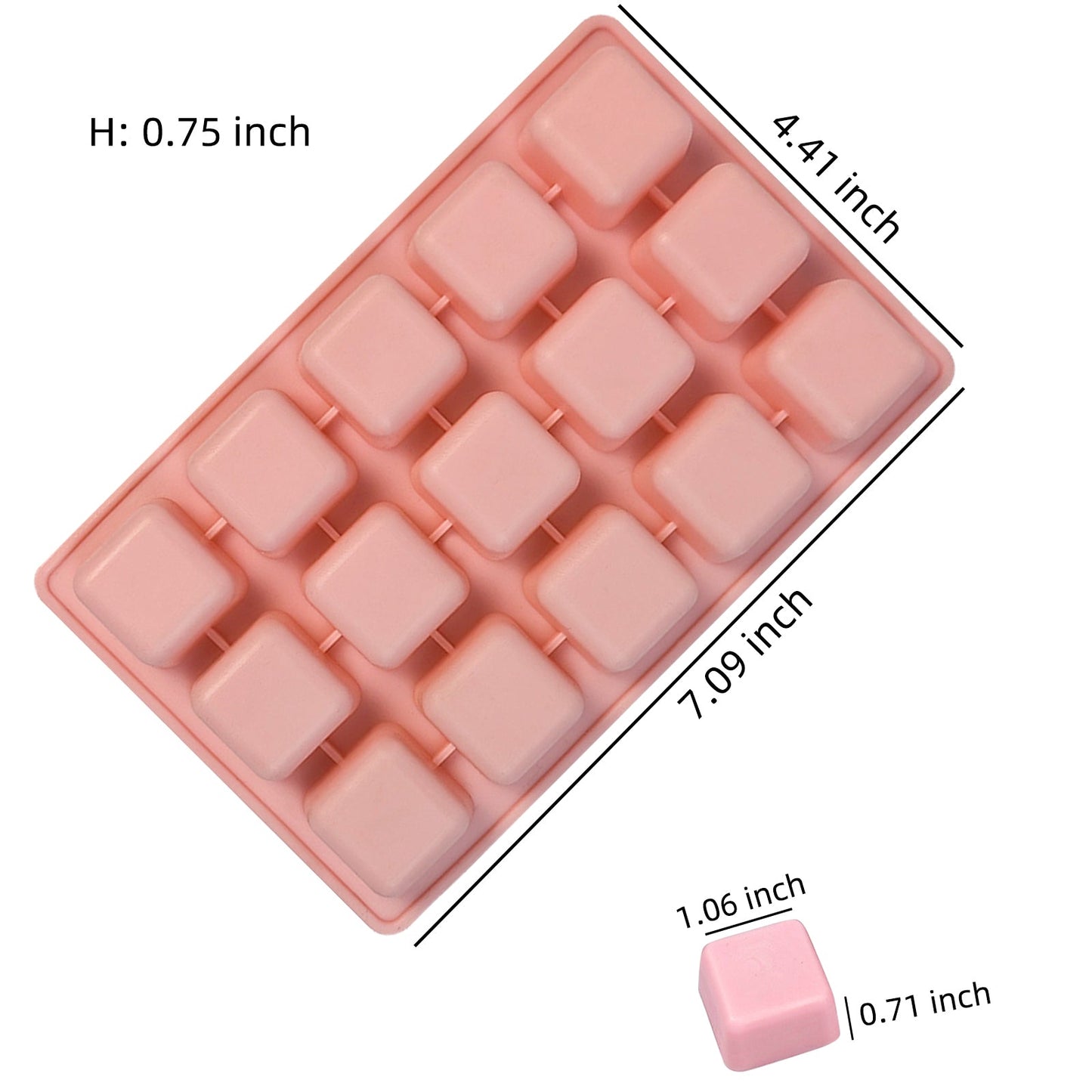 2 Pcs 15-Cavities Square Silicone Mold for Scented Wax Melts, Chocolate Truffles, Candy, Jelly, Ice Cube Tray